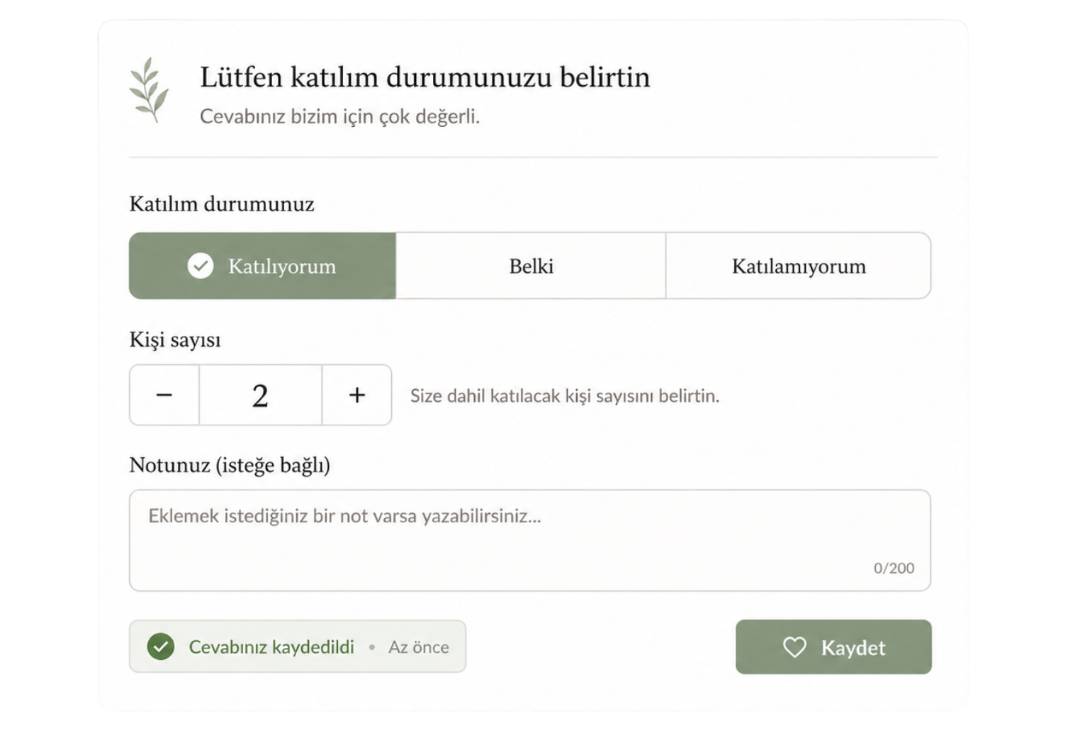 Katılım durumunu bildirme formu